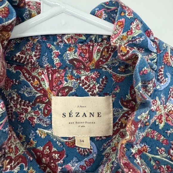Sezane Loree Blue Ranch Marine Dress (EU 34 | US 2) - Picture 5 of 5